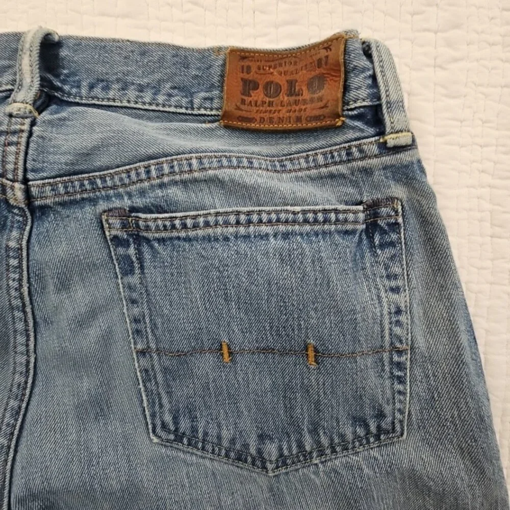 Polo Ralph Lauren Jeans Men 33x32 Med Wash 867‎ Classic Fit Straight Distressed